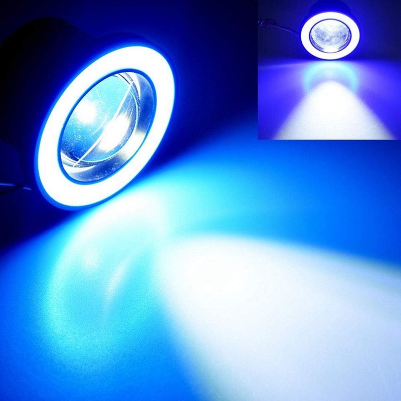 ESUPPORT 2Pcs 2.5" 12V 30W COB LED Fog Light Projector Car Blue Angel Eyes Halo Ring DRL Lamp Headlight Driving Bulbs - Image 2